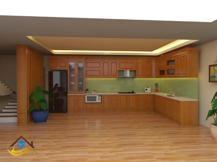 TỦ BẾP GỖ XOAN ĐÀO - NC14